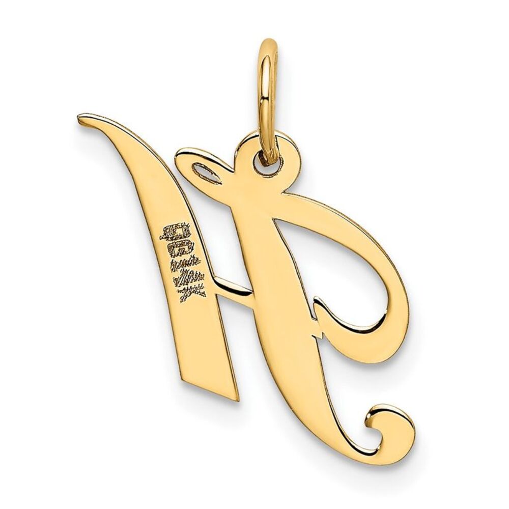 10k Yellow Gold Small Fancy Script Initial H Charm - image 4